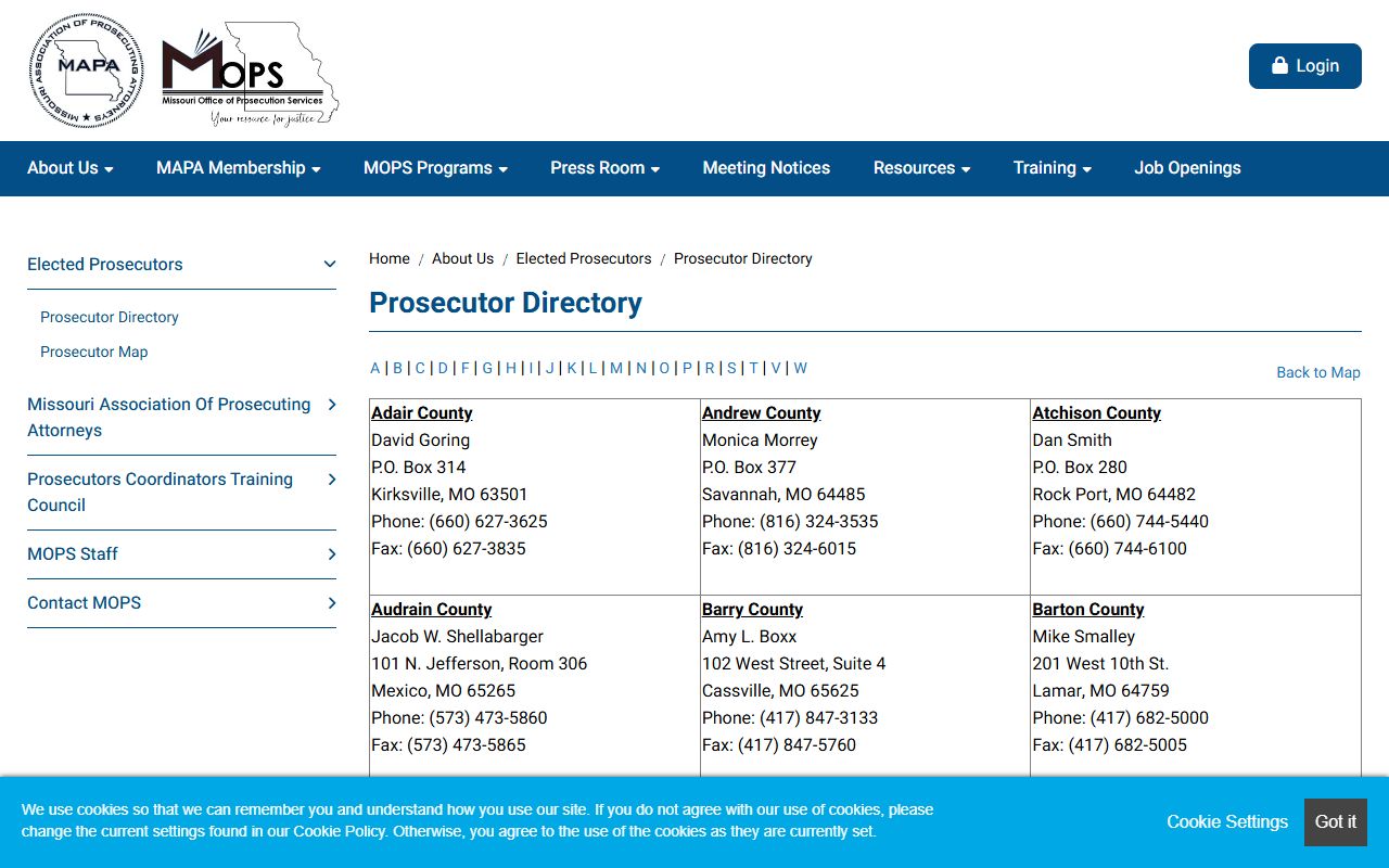 Moniteau County prosecutor directory for charges after jail arrest